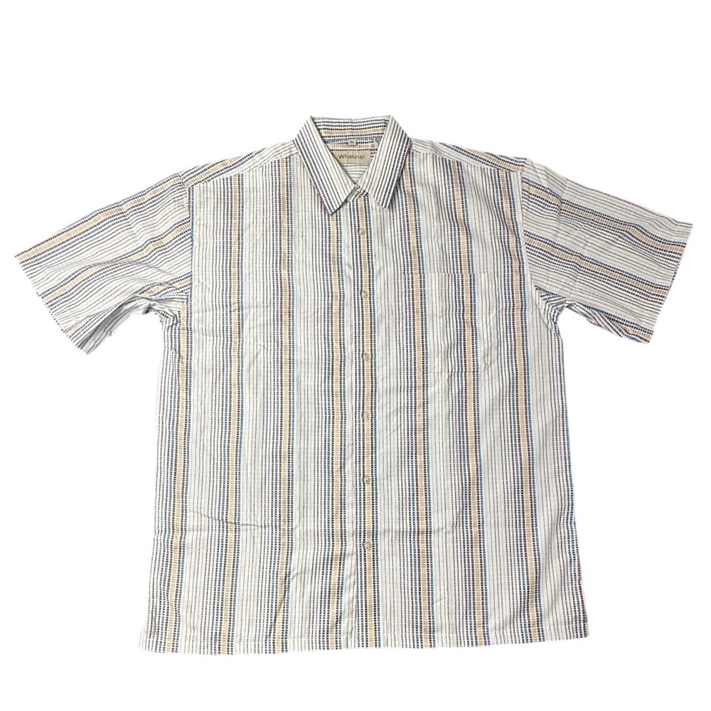 Vintage Whatzup Men's Striped Short Sleeve Button Down Shirt Casual Size 2XL NEW - Picture 2 of 6
